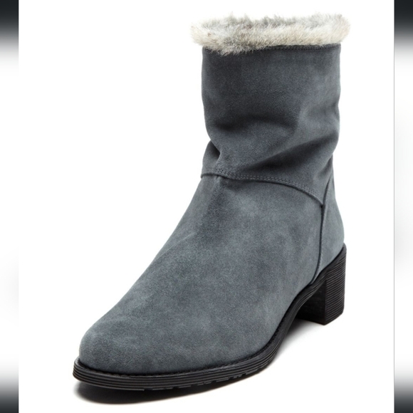 Stuart Weitzman Grey Suede Booties Faux Fur - Picture 2 of 10